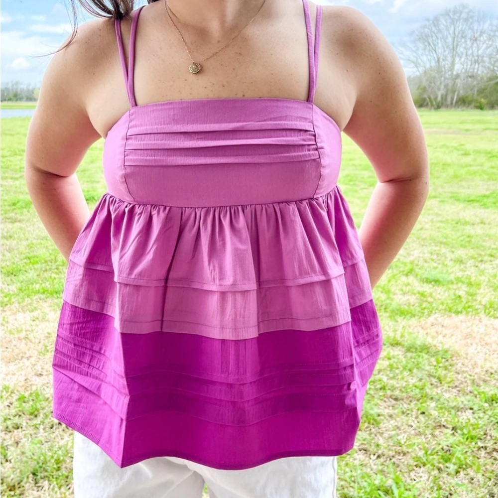 AUREUM Pintuck Pleated Blouse Lavender Purple Top Size Small NWT